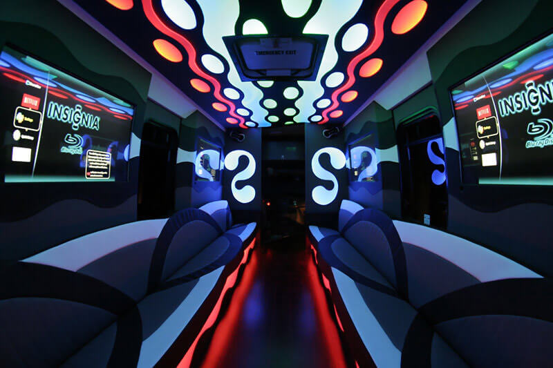 great party bus with flat screen TV